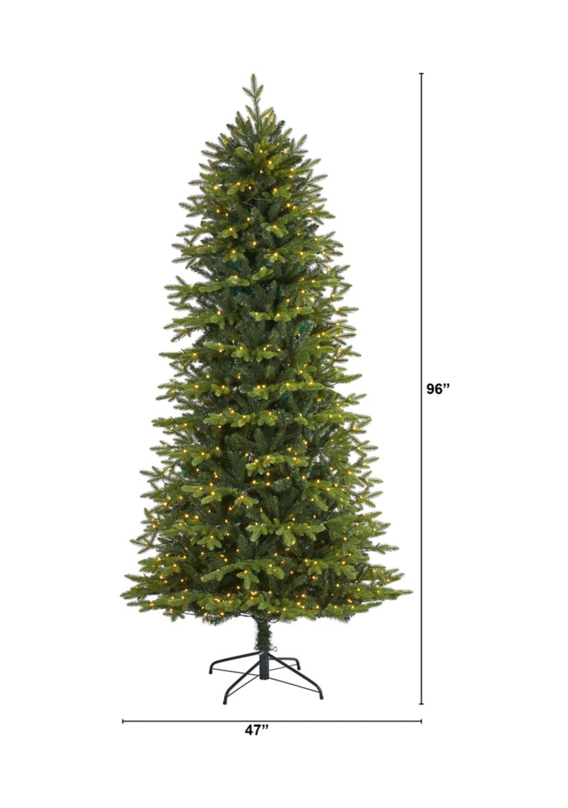 8 Foot Belgium Fir “Natural Look” Artificial Christmas Tree with 650 Clear LED Lights