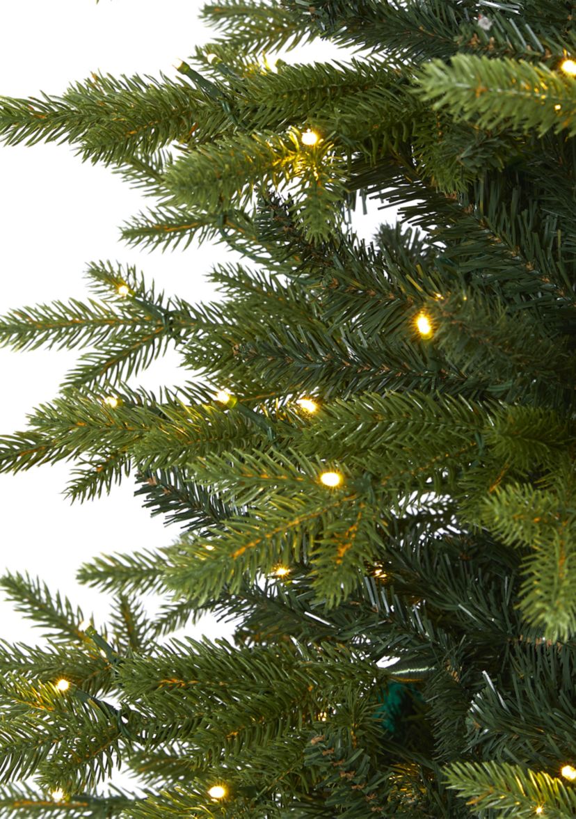 8 Foot Belgium Fir “Natural Look” Artificial Christmas Tree with 650 Clear LED Lights