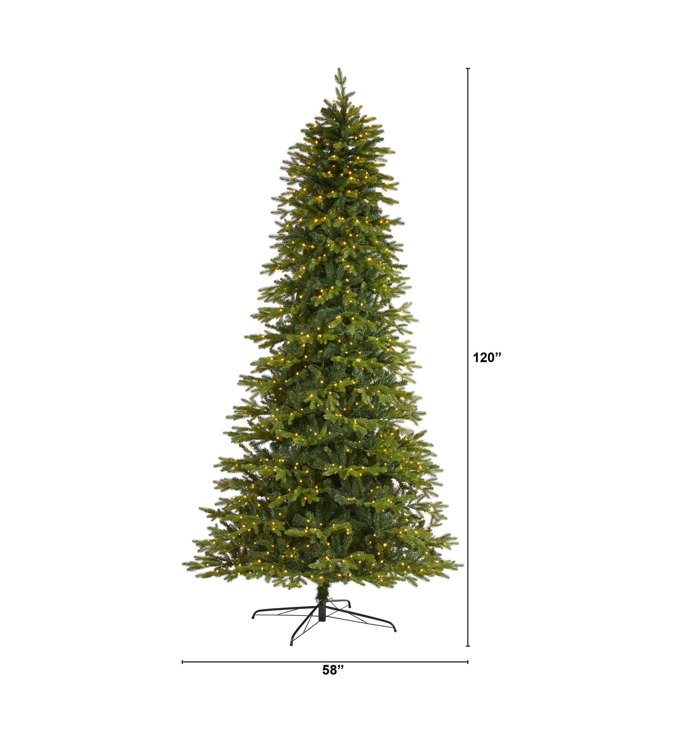 10 Foot Belgium Fir “Natural Look” Artificial Christmas Tree with 1050 Clear LED Lights