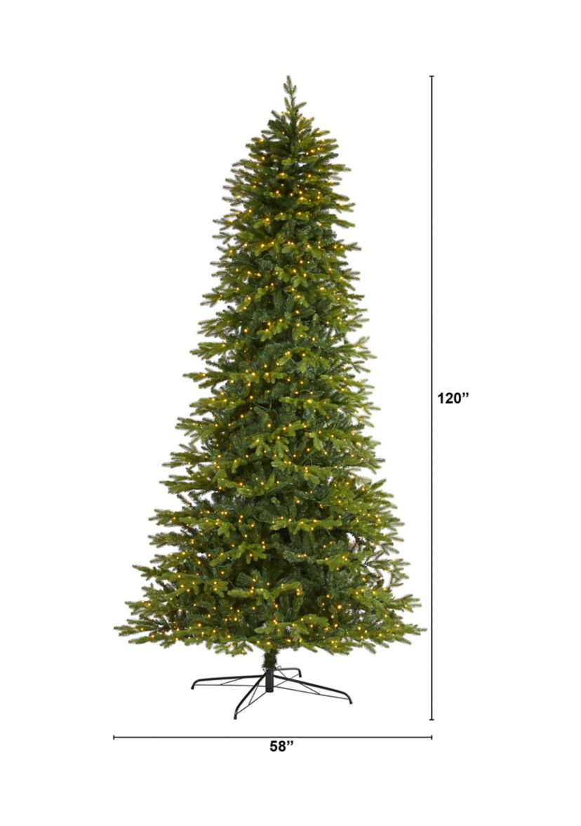 10 Foot Belgium Fir “Natural Look” Artificial Christmas Tree with 1050 Clear LED Lights