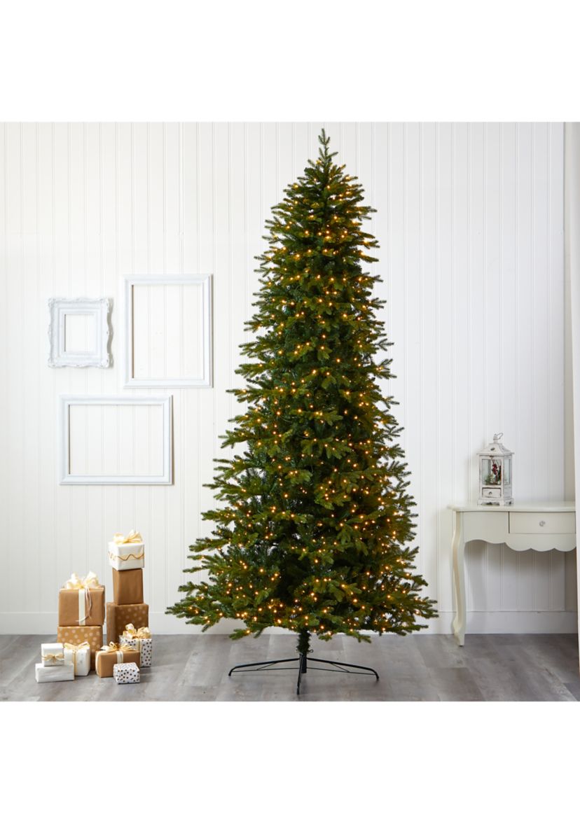 10 Foot Belgium Fir “Natural Look” Artificial Christmas Tree with 1050 Clear LED Lights