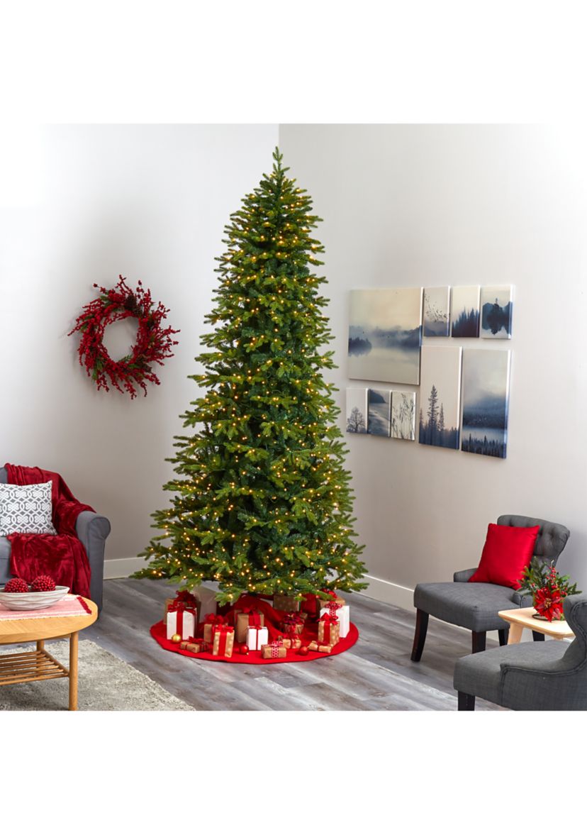 10 Foot Belgium Fir “Natural Look” Artificial Christmas Tree with 1050 Clear LED Lights