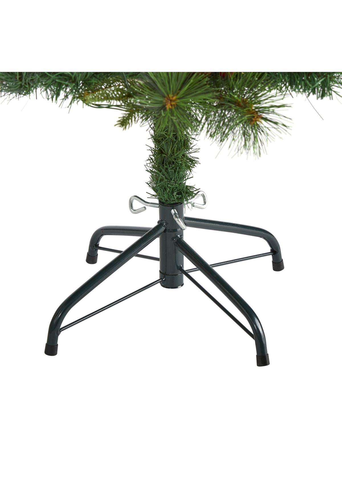 4 Foot Mixed Pine Artificial Christmas Tree with 100 Clear LED Lights, Pine Cones and Berries