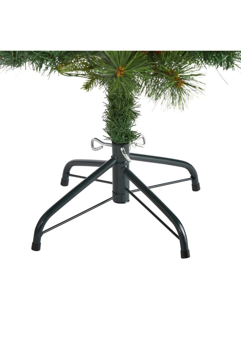 4 Foot Mixed Pine Artificial Christmas Tree with 100 Clear LED Lights, Pine Cones and Berries