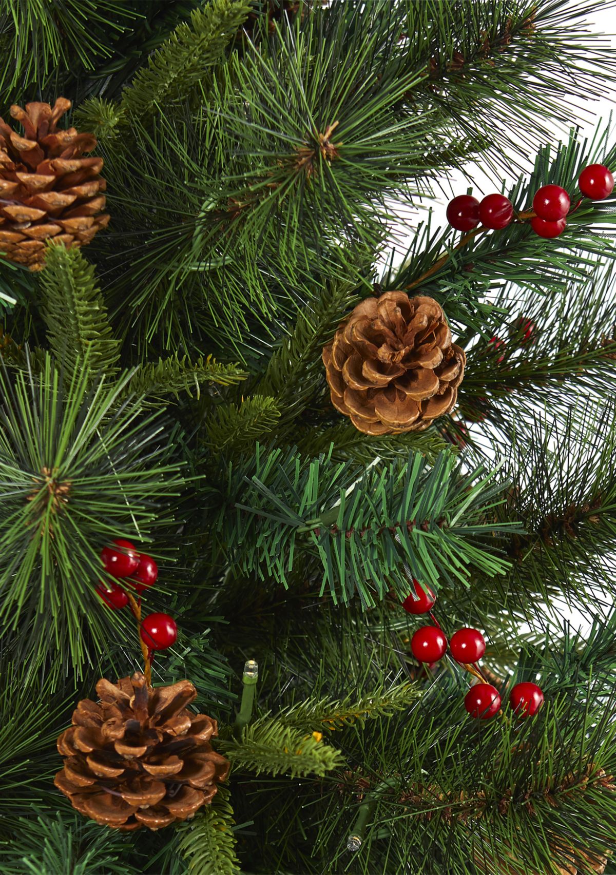 5 Foot Mixed Pine Artificial Christmas Tree with 150 Clear LED Lights, Pine Cones and Berries