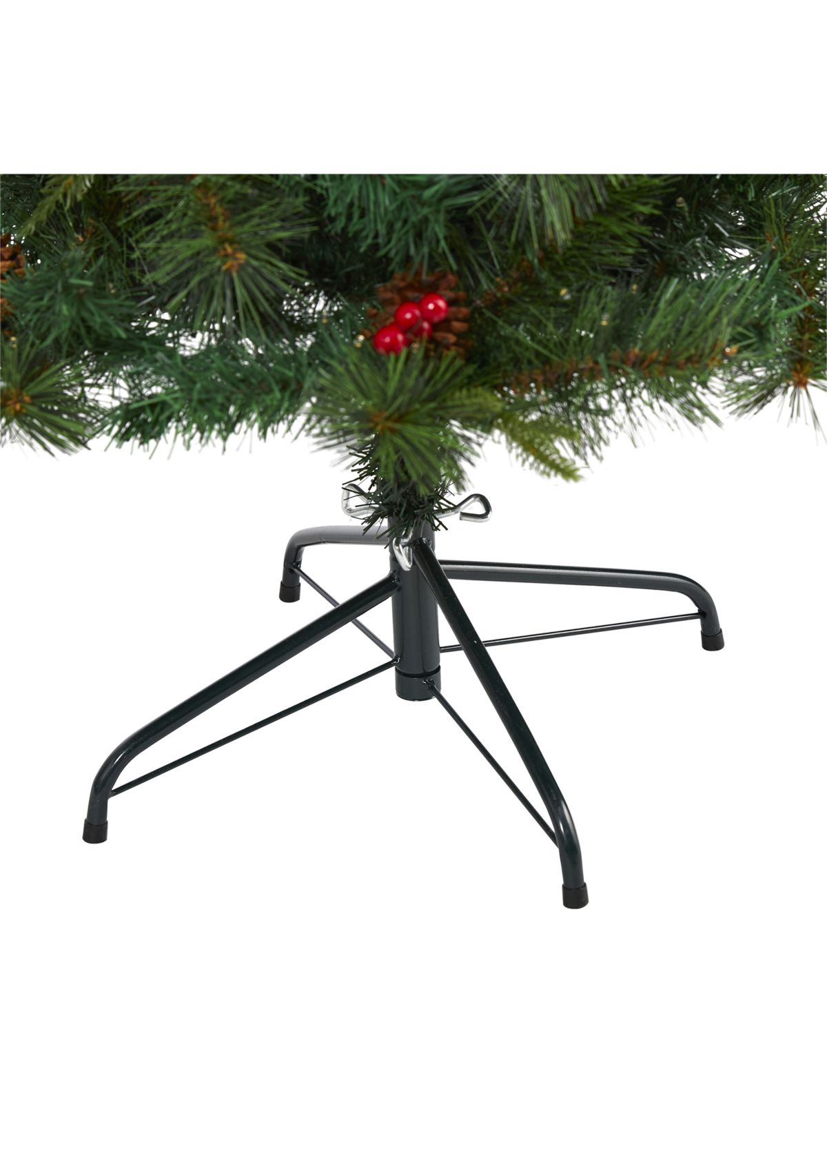 6 Foot Mixed Pine Artificial Christmas Tree with 250 Clear LED Lights, Pine Cones and Berries