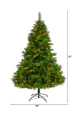 Foot West Virginia Full Bodied Mixed Pine Artificial Christmas Tree with Clear LED Lights and Pine Cones