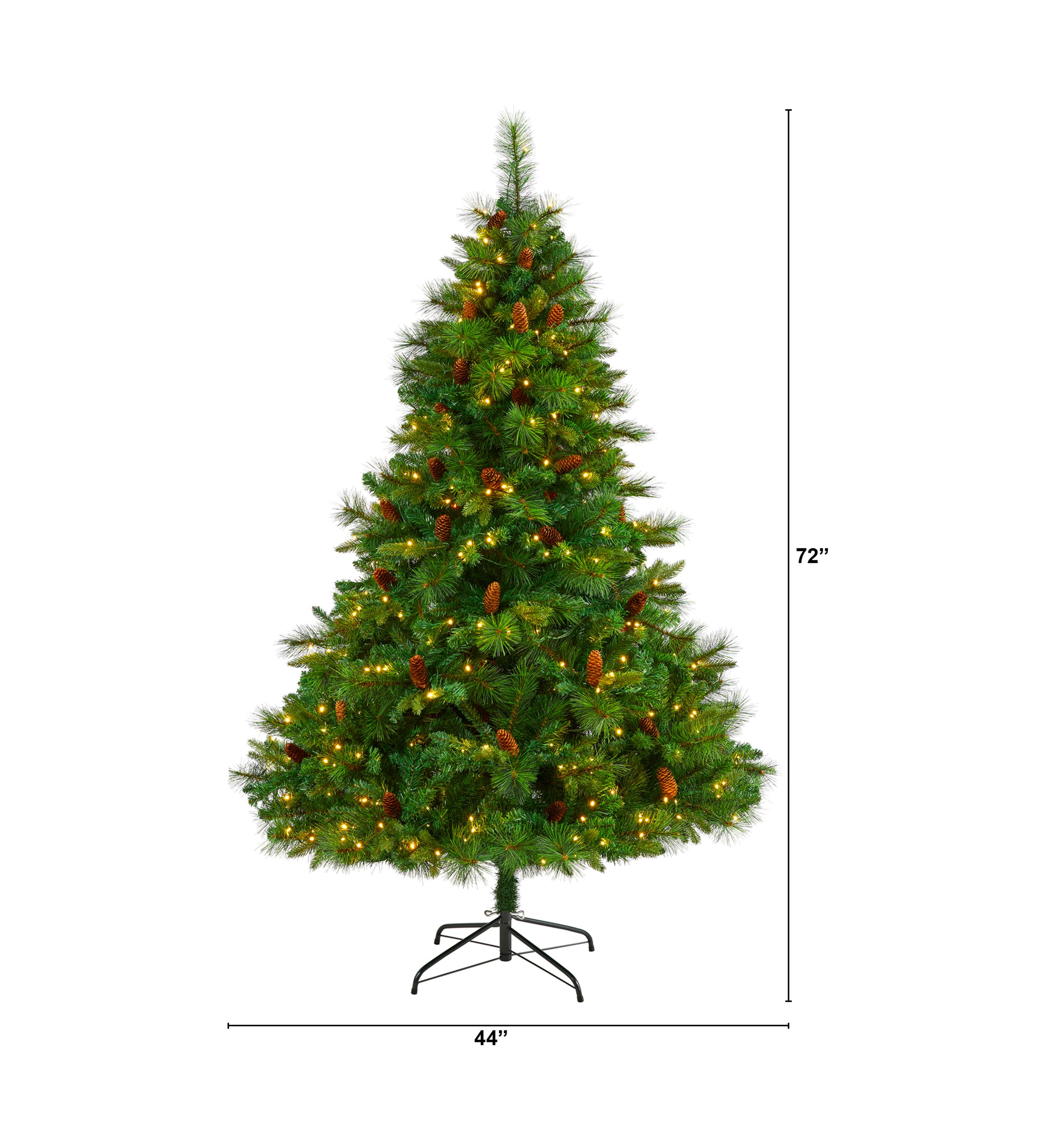 6 Foot West Virginia Full Bodied Mixed Pine Artificial Christmas Tree with 300 Clear LED Lights and Pine Cones