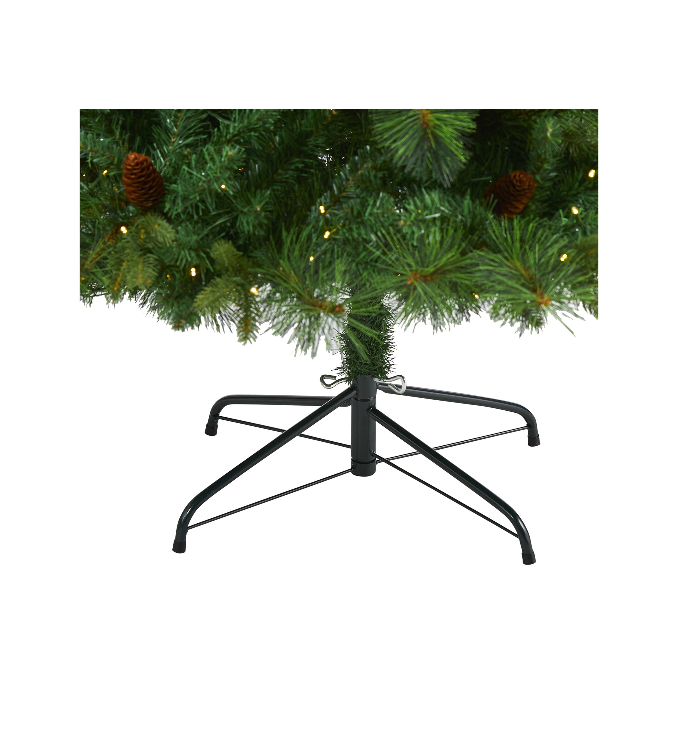 6 Foot West Virginia Full Bodied Mixed Pine Artificial Christmas Tree with 300 Clear LED Lights and Pine Cones