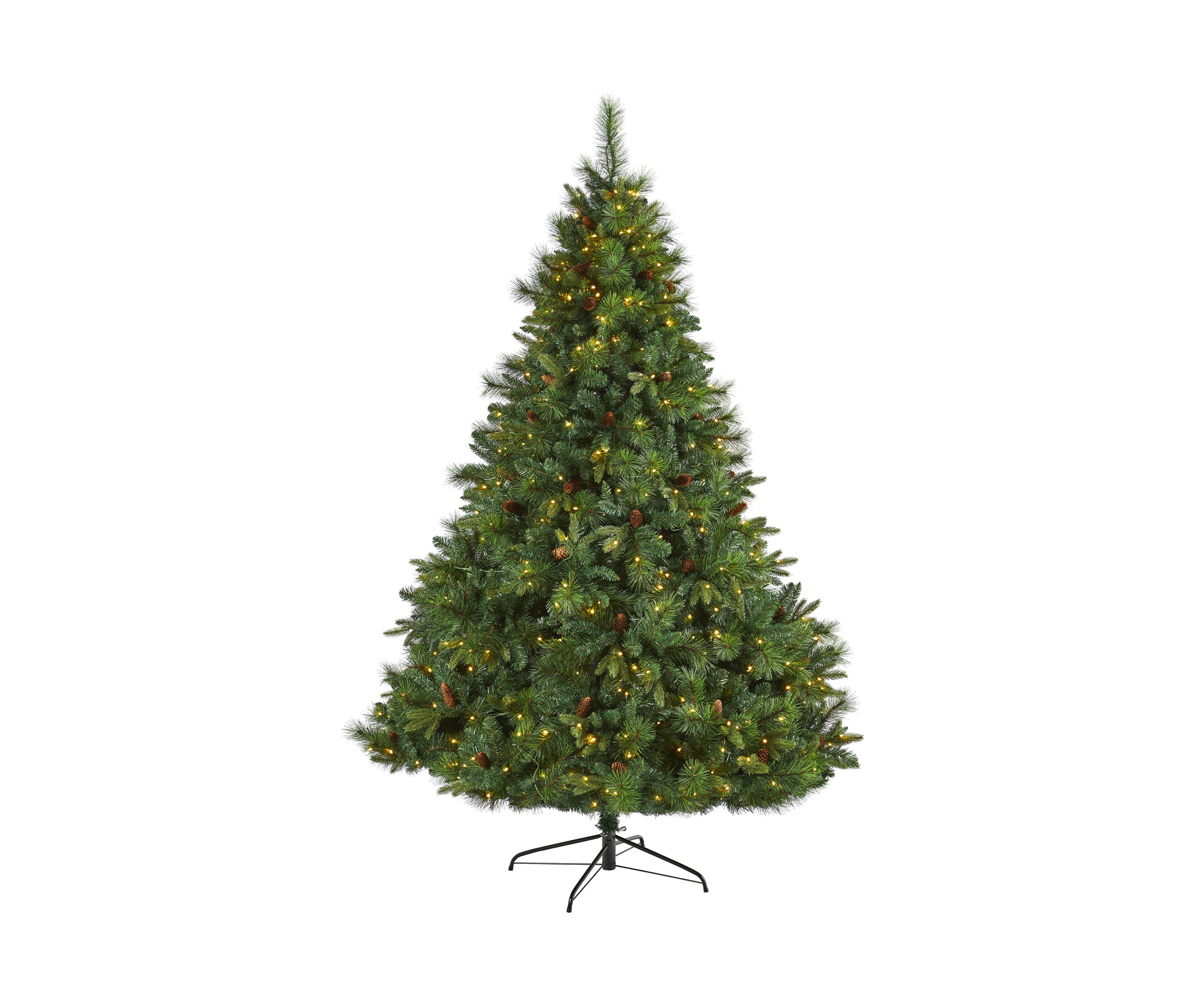 7 Foot West Virginia Full Bodied Mixed Pine Artificial Christmas Tree with 450 Clear LED Lights and Pine Cones