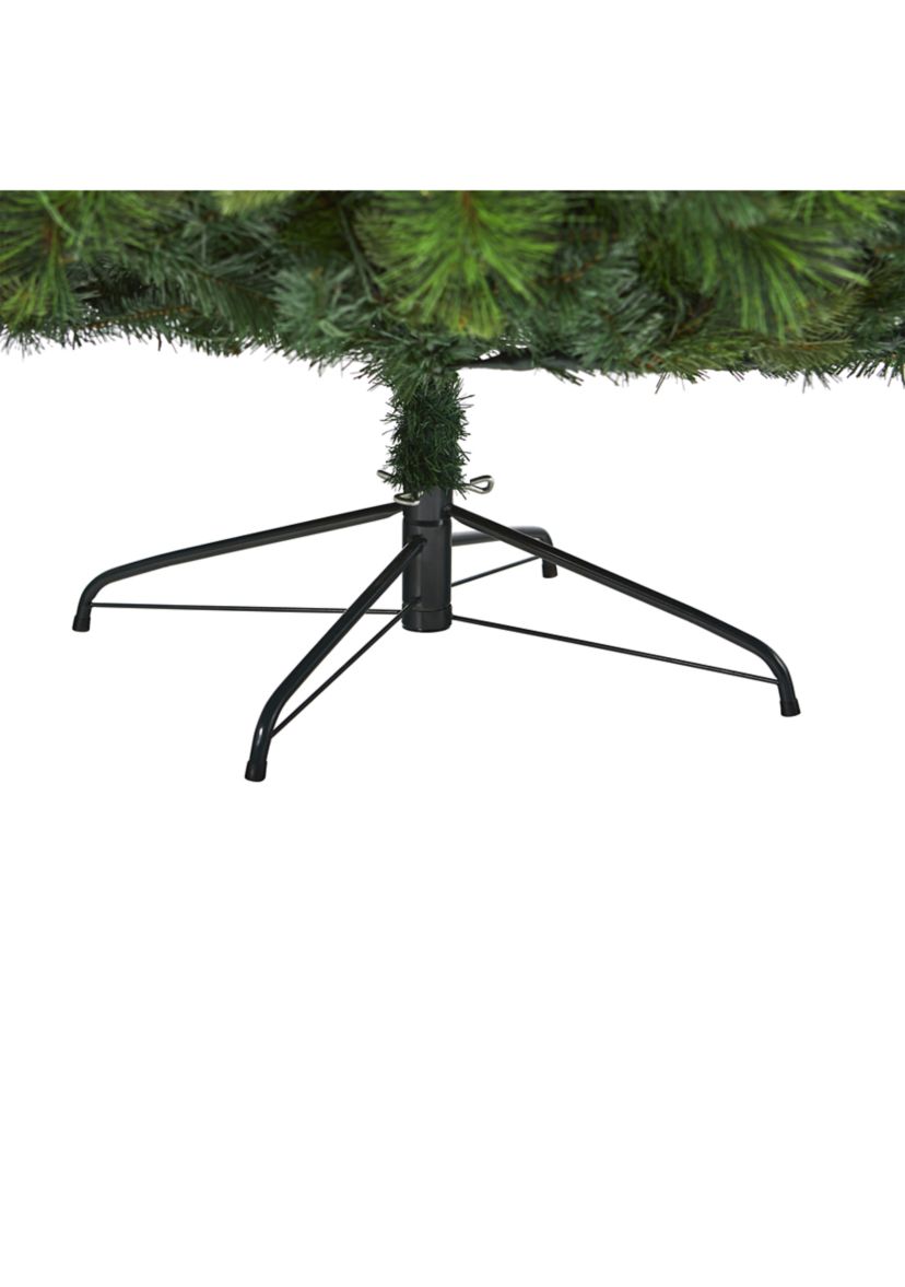 7 Foot West Virginia Full Bodied Mixed Pine Artificial Christmas Tree with 450 Clear LED Lights and Pine Cones