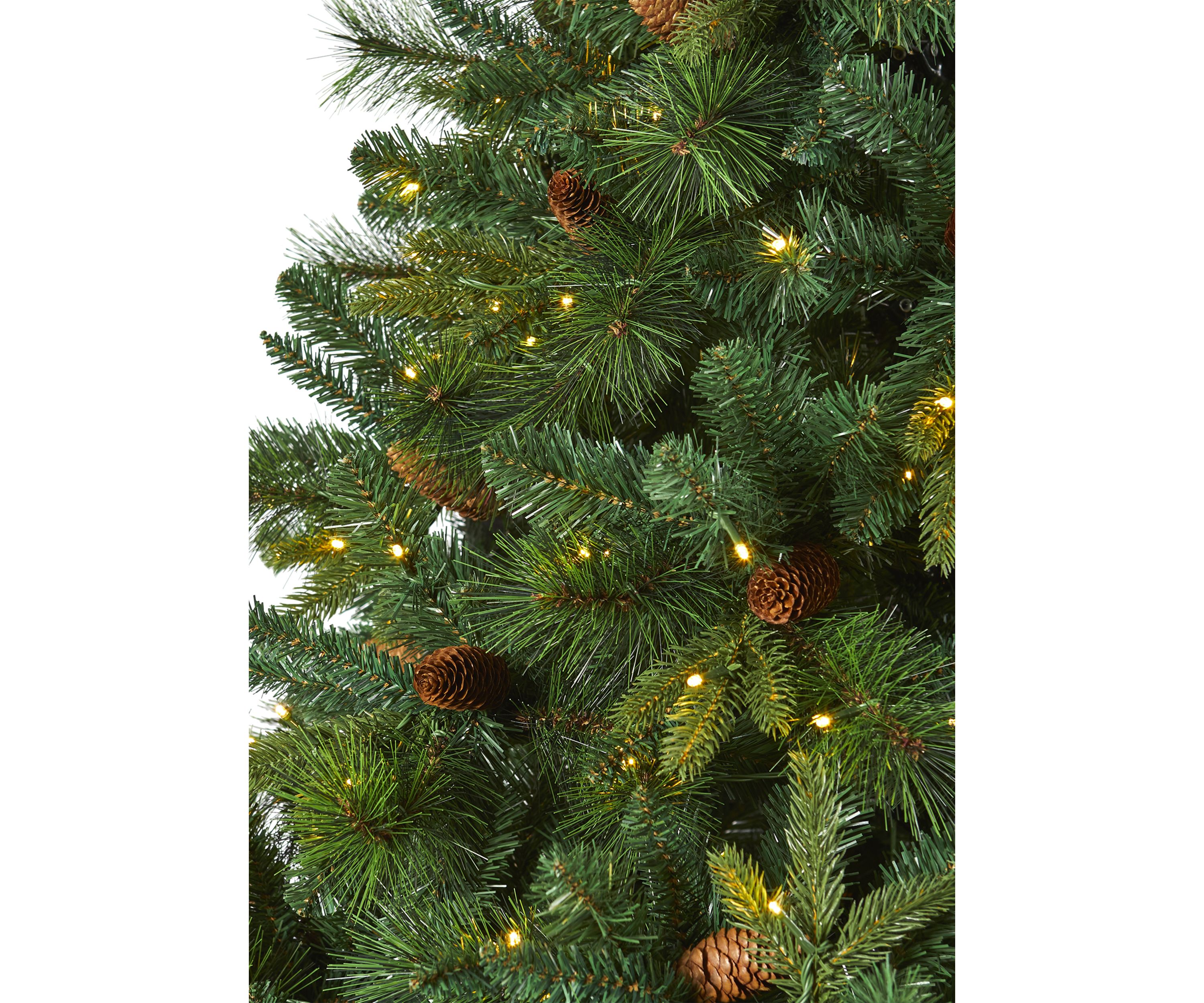 7 Foot West Virginia Full Bodied Mixed Pine Artificial Christmas Tree with 450 Clear LED Lights and Pine Cones