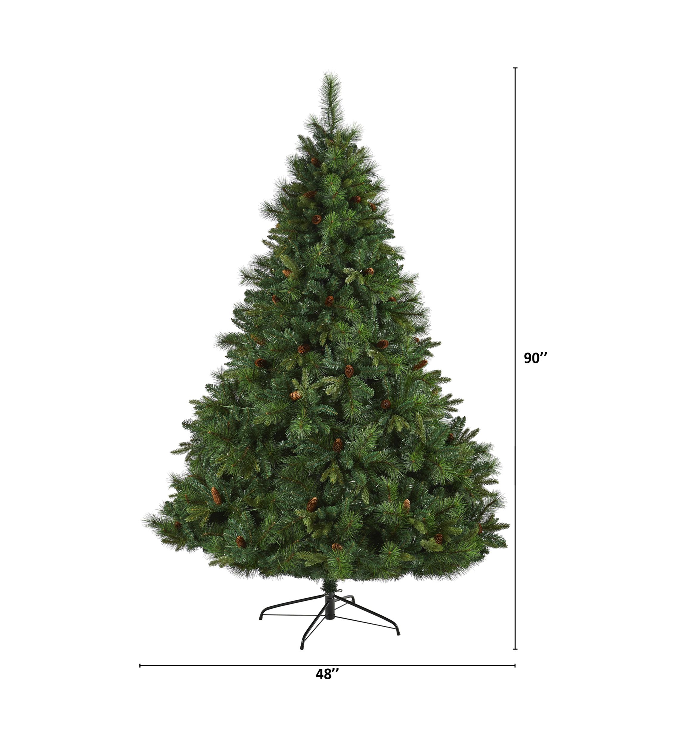 7.5 Foot West Virginia Full Bodied Mixed Pine Artificial Christmas Tree with 600 Clear LED Lights and Pine Cones