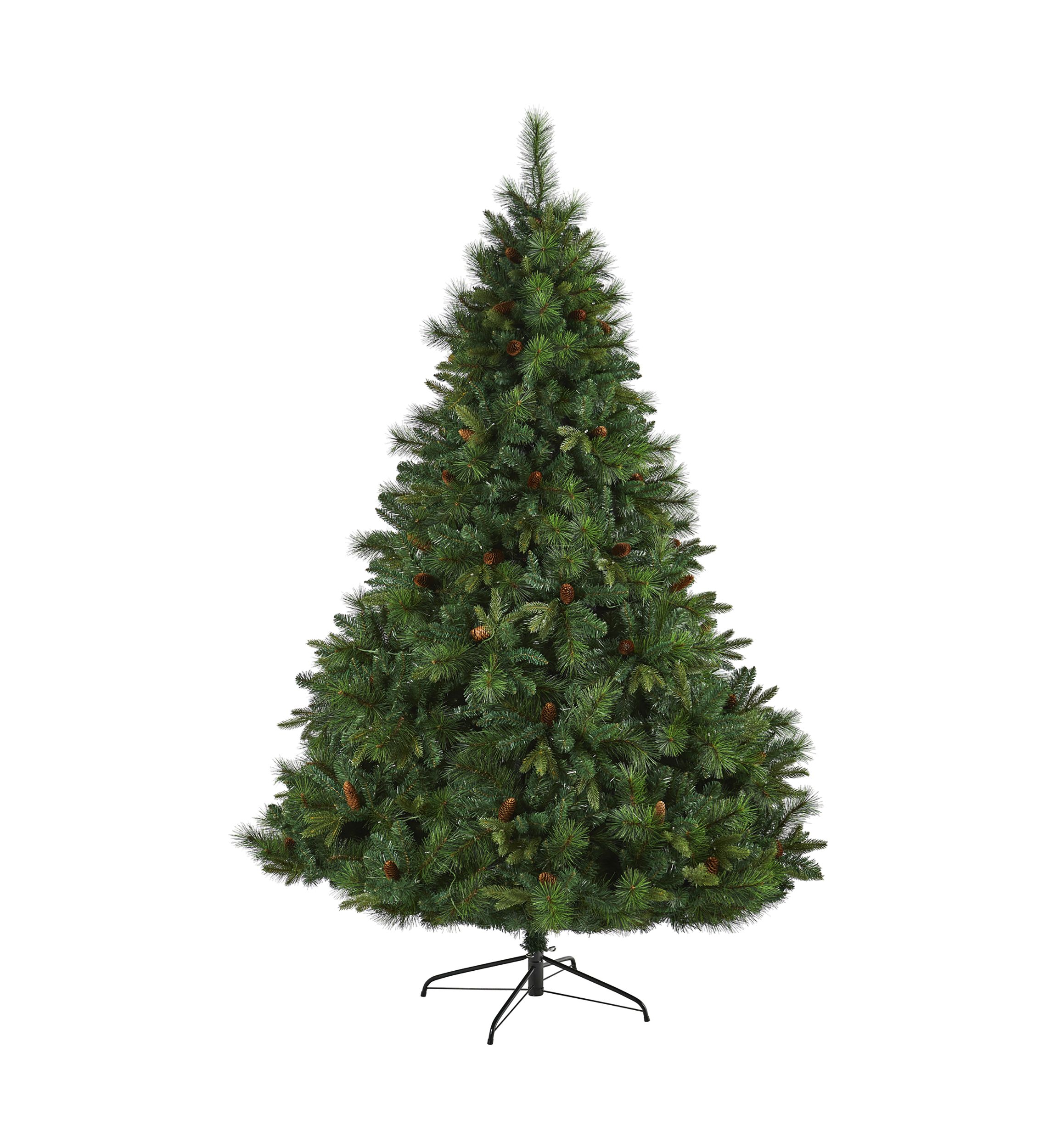 7.5 Foot West Virginia Full Bodied Mixed Pine Artificial Christmas Tree with 600 Clear LED Lights and Pine Cones