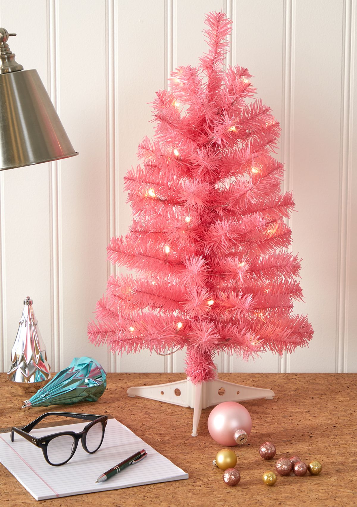 Pink Christmas Tree with LED Lights and Bendable Branches