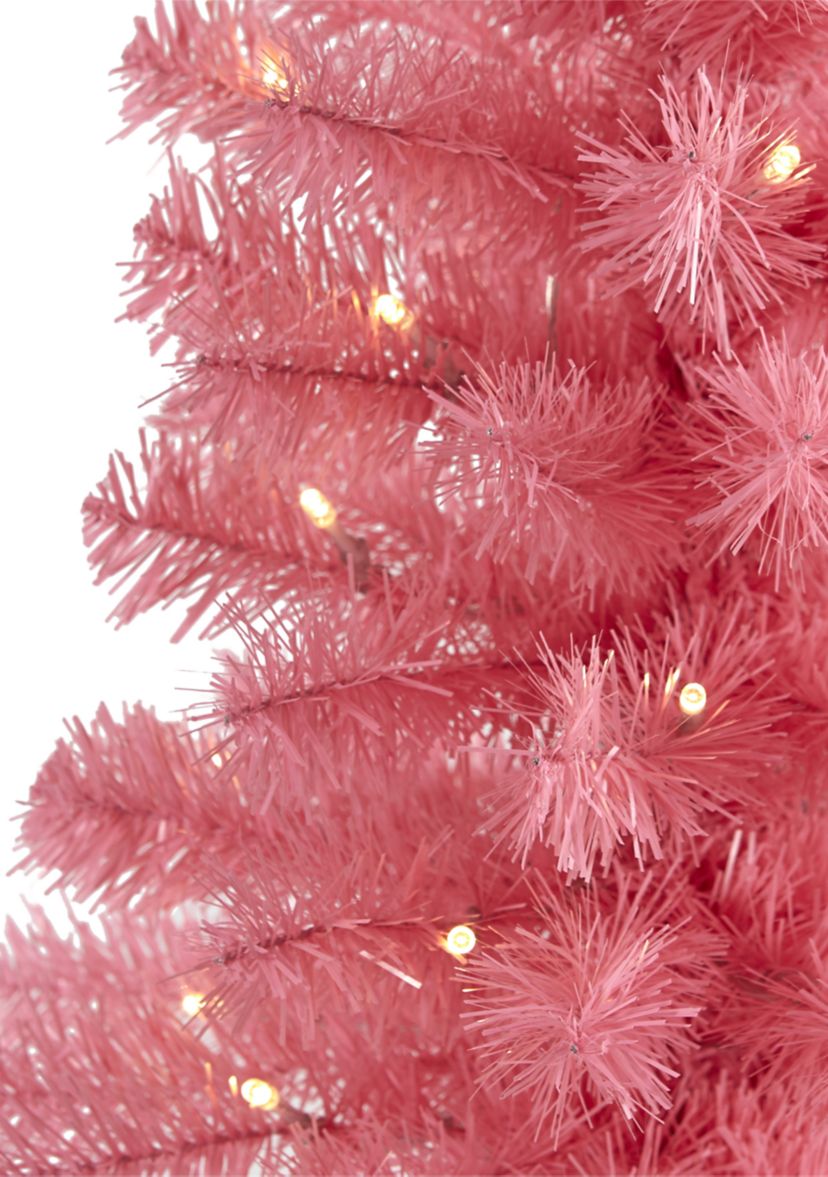 Pink Christmas Tree with LED Lights and Bendable Branches