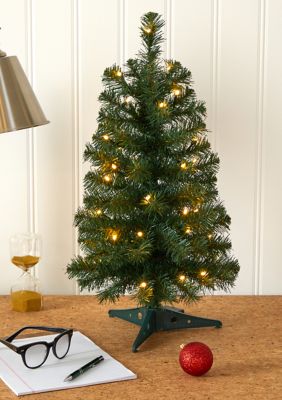 Nearly Natural Green Christmas Tree with LED Lights and Bendable Branches, 2 Foot