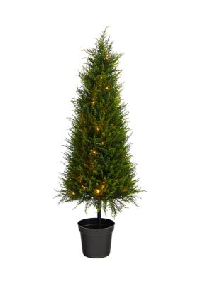 3.5-Foot Cypress Artificial Tree with 350 LED Lights UV Resistant (Indoor/Outdoor)