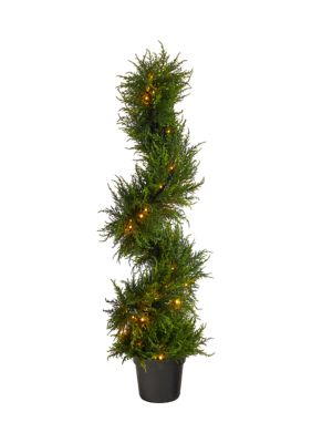 45-Inch Spiral Cypress Artificial Tree with 80 Clear LED Lights UV Resistant (Indoor/Outdoor)