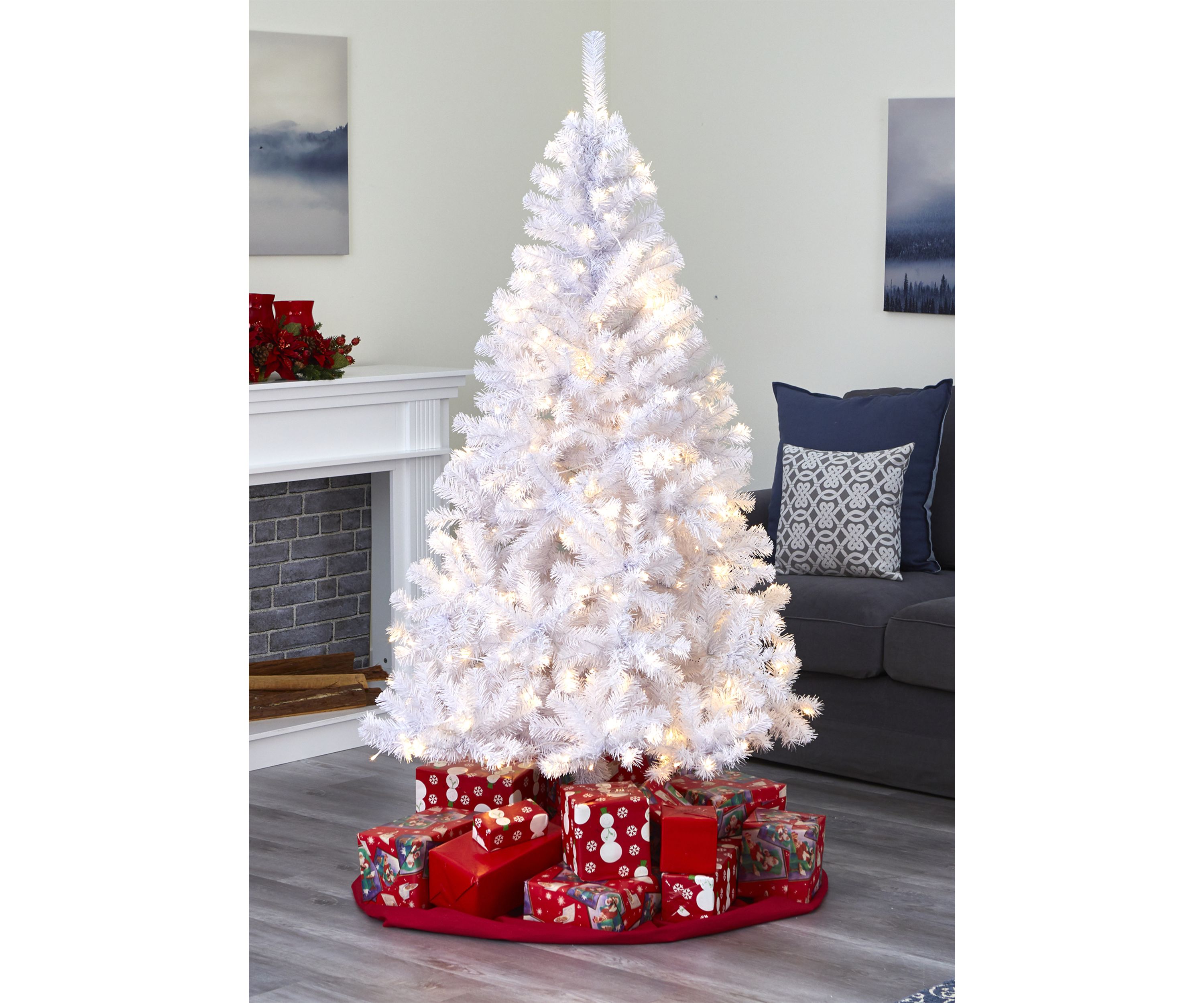 White Christmas Tree with Bendable Branches and Clear LED Lights