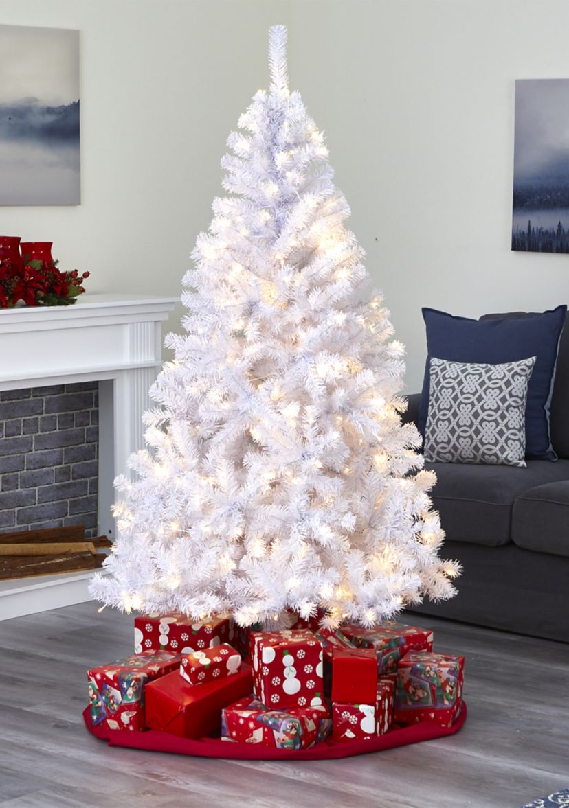 White Christmas Tree with Bendable Branches and Clear LED Lights