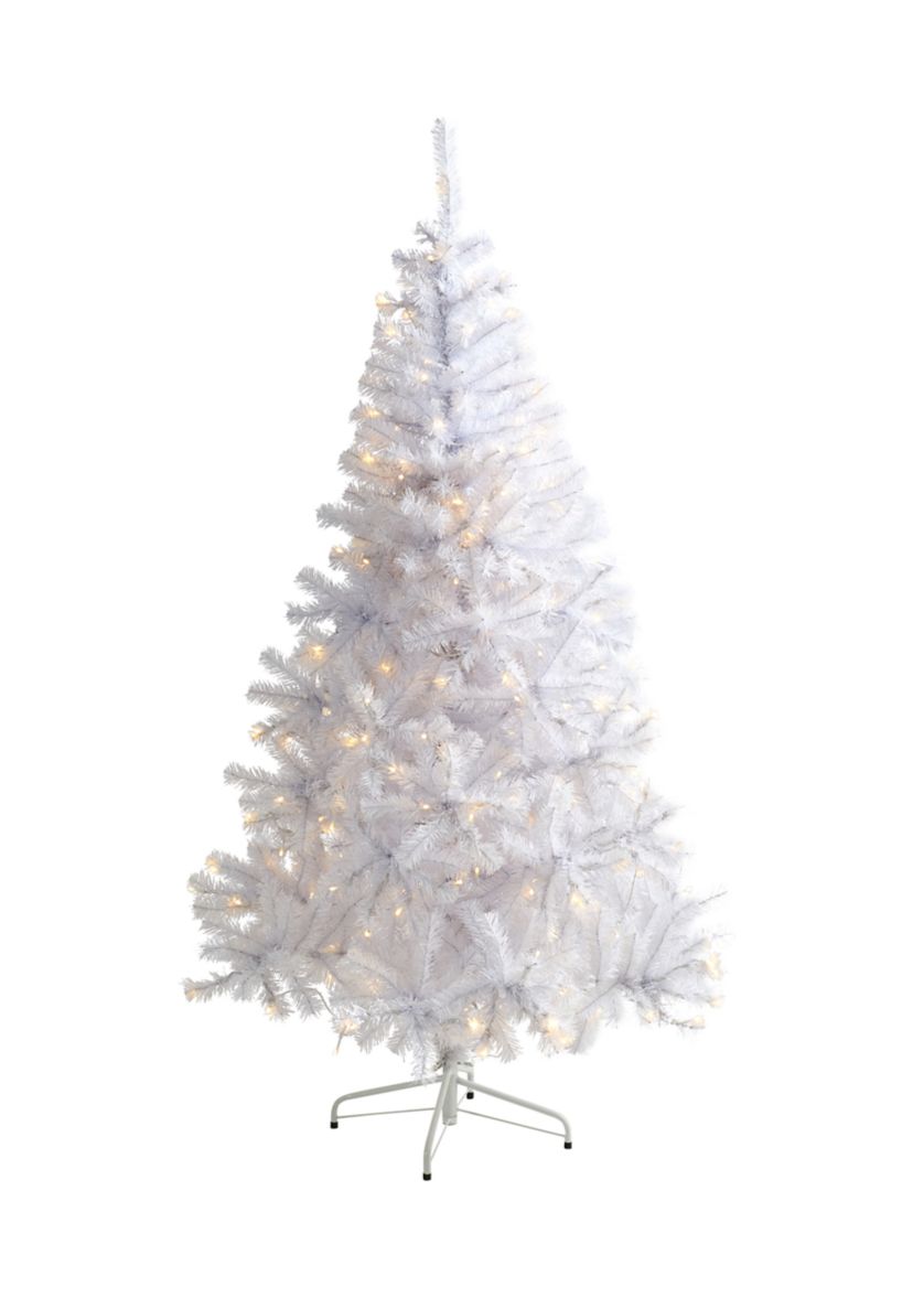 White Christmas Tree with Bendable Branches and Clear LED Lights