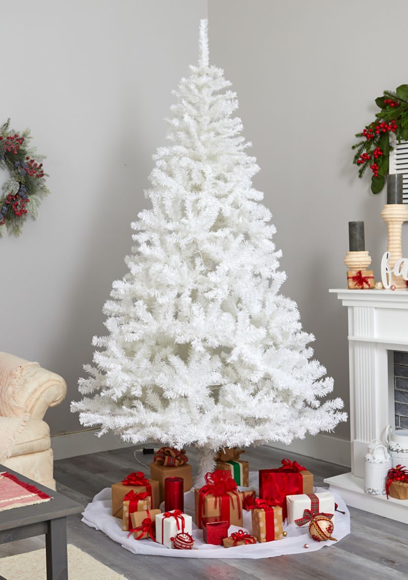 White Christmas Tree with Bendable Branches and Clear LED Lights