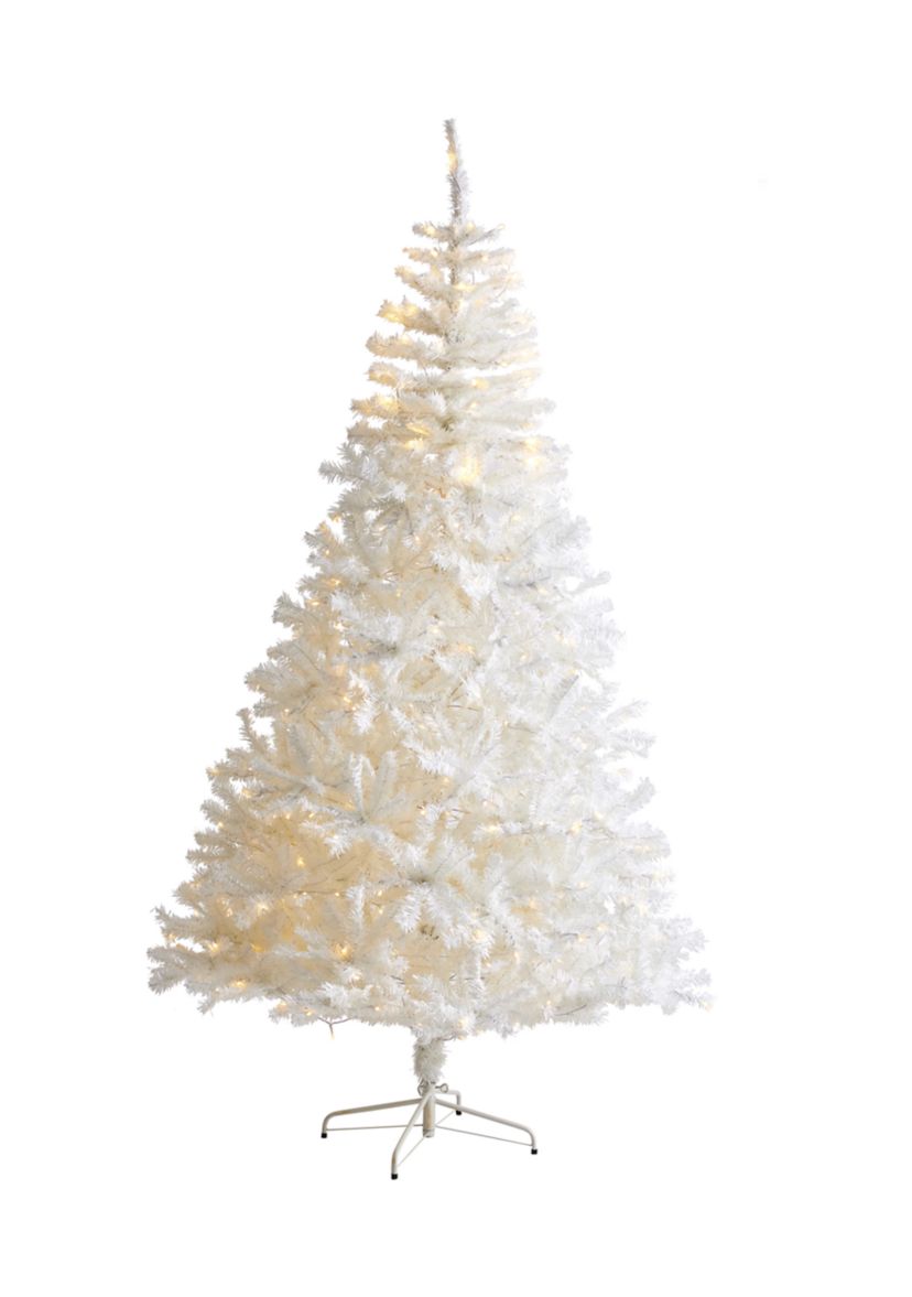 White Christmas Tree with Bendable Branches and Clear LED Lights