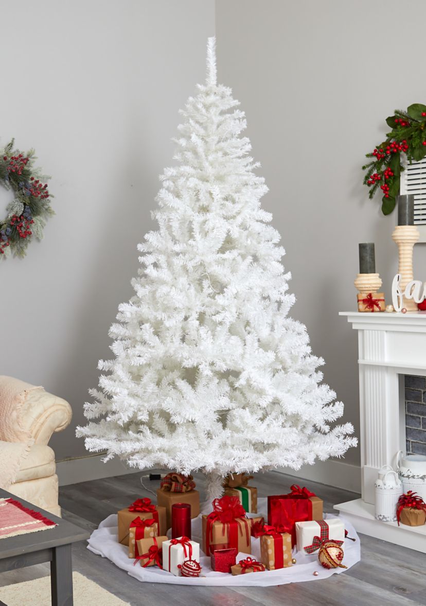 White Christmas Tree with Bendable Branches and LED Lights