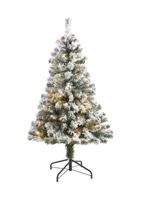 Foot Flocked West Virginia Fir Artificial Christmas Tree with Clear LED Lights