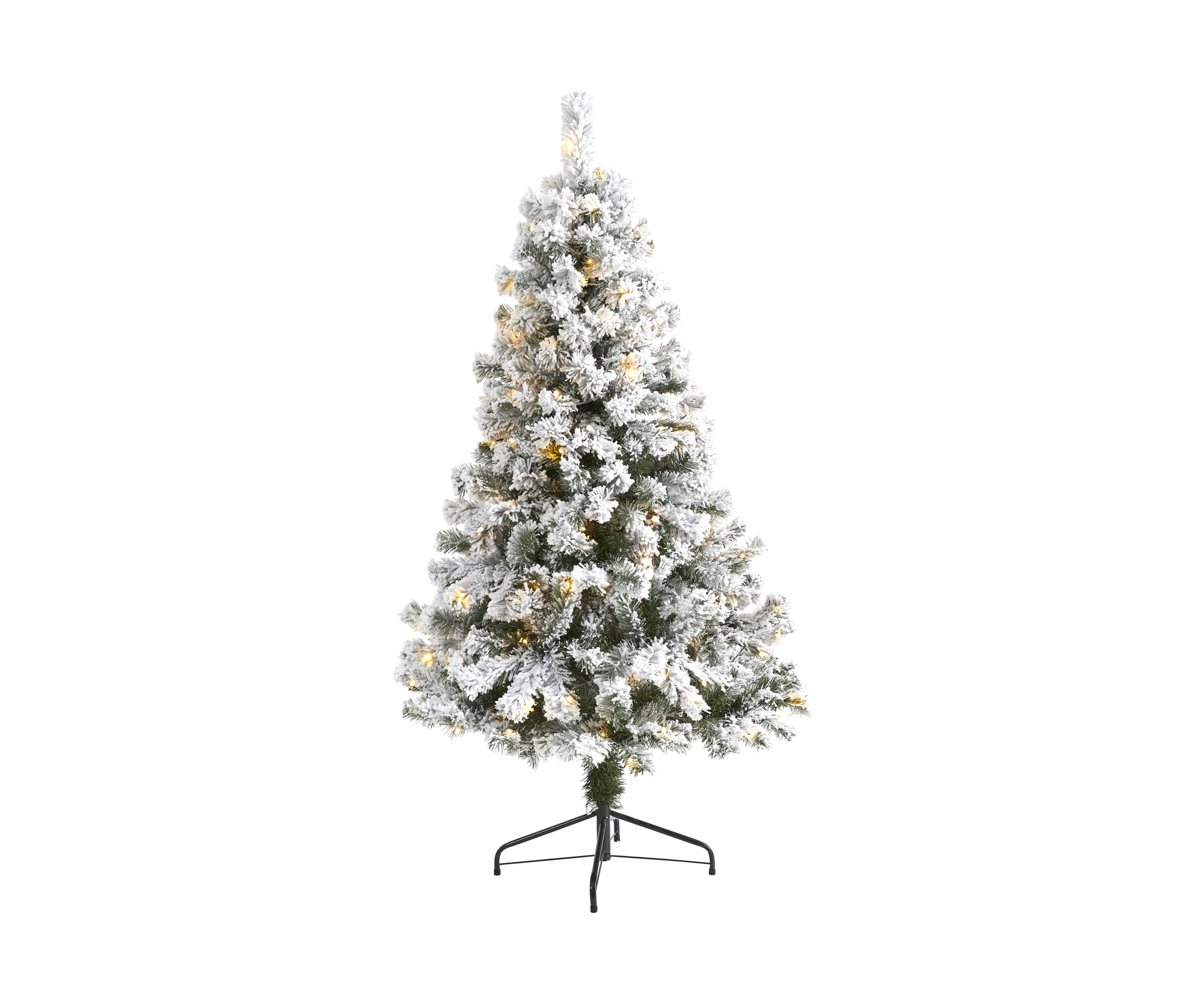 5 Foot Flocked West Virginia Fir Artificial Christmas Tree with 150 LED Lights