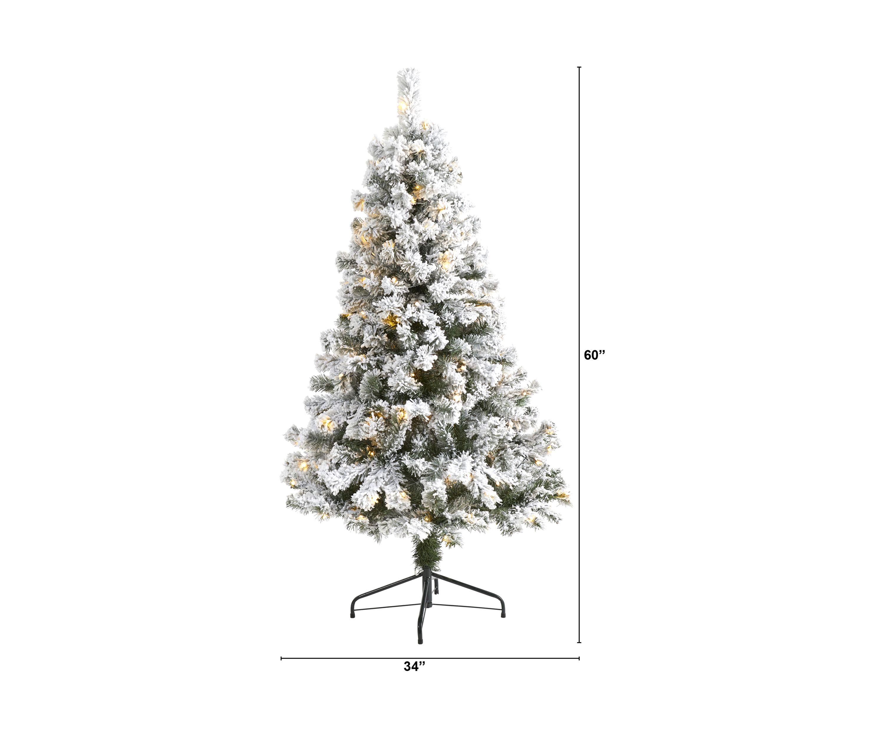 5 Foot Flocked West Virginia Fir Artificial Christmas Tree with 150 LED Lights