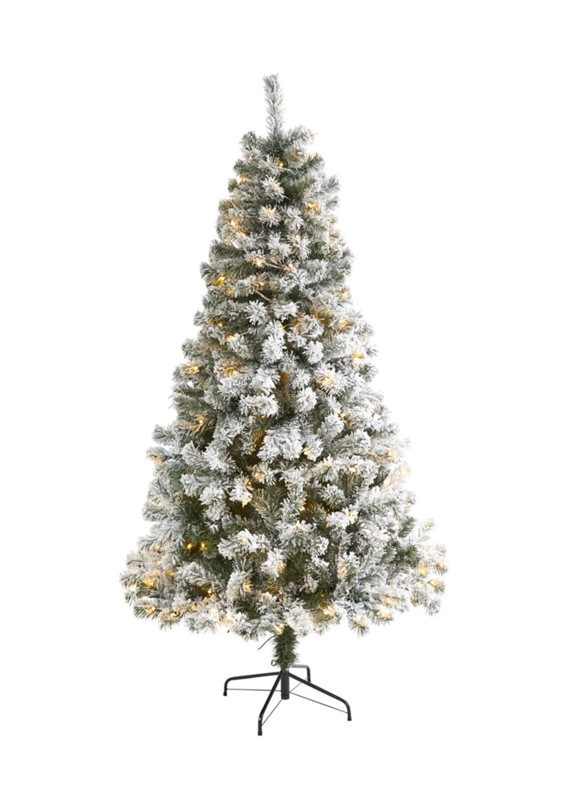 6 Foot Flocked West Virginia Fir Artificial Christmas Tree with 250 Clear LED Lights