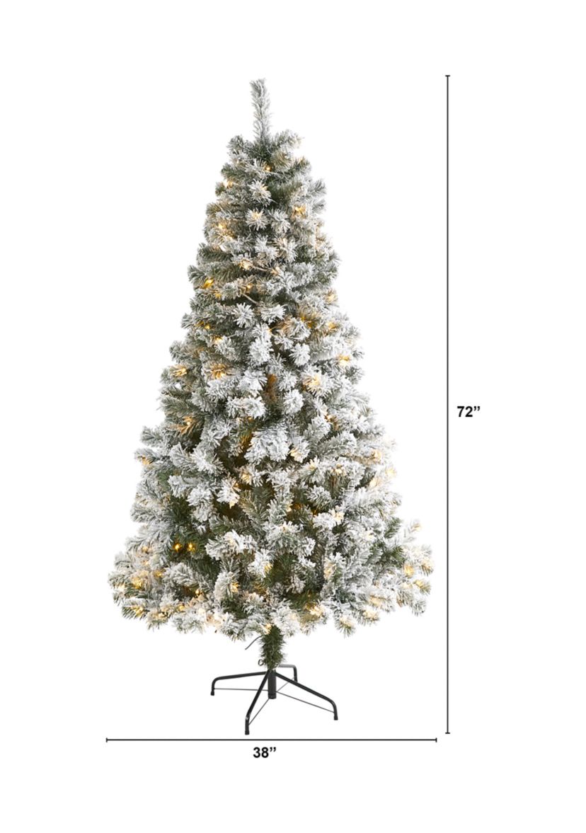 6 Foot Flocked West Virginia Fir Artificial Christmas Tree with 250 Clear LED Lights