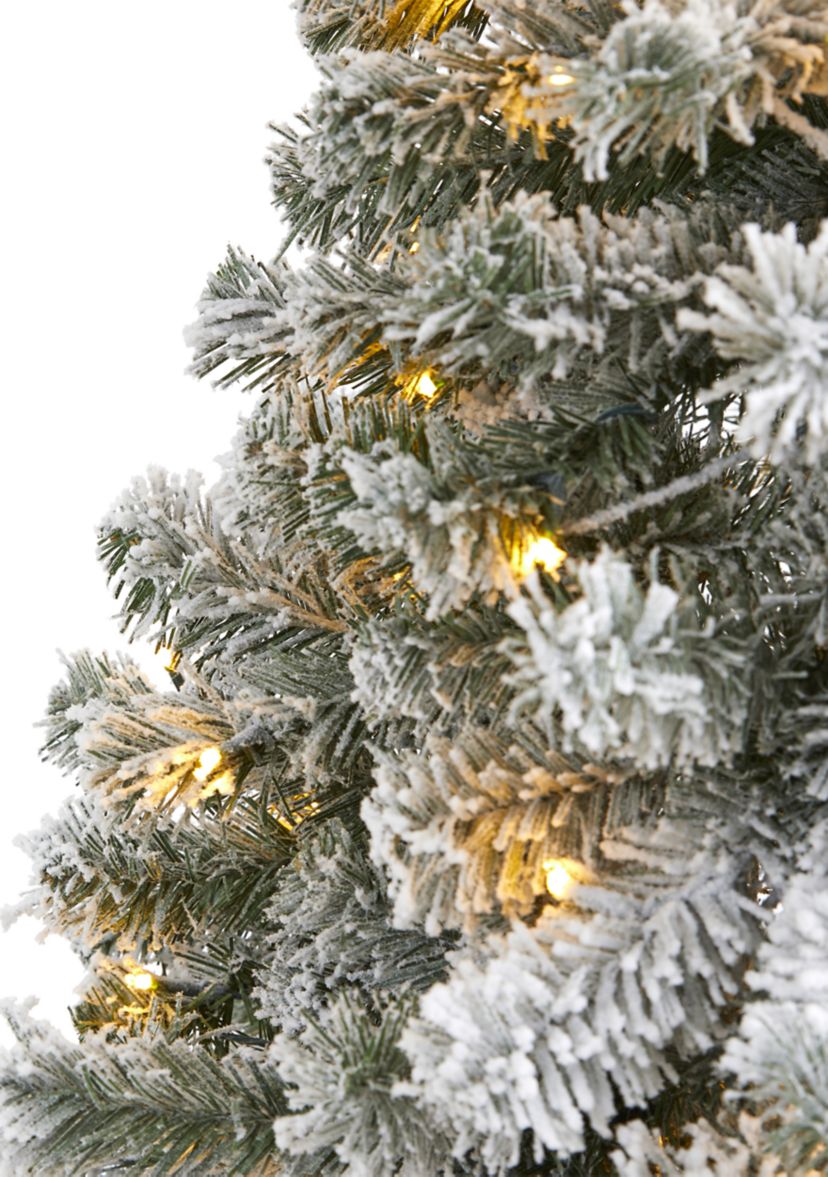 6 Foot Flocked West Virginia Fir Artificial Christmas Tree with 250 Clear LED Lights