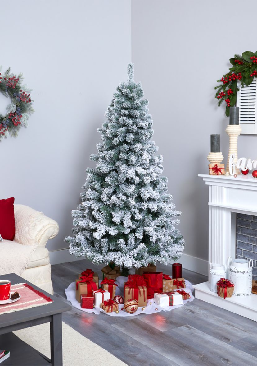 6 Foot Flocked West Virginia Fir Artificial Christmas Tree with 250 Clear LED Lights