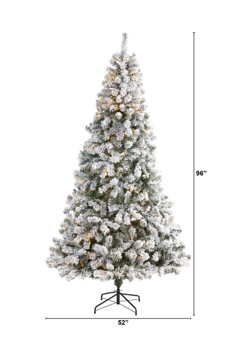 8 Foot Flocked West Virginia Fir Artificial Christmas Tree with 500 Clear LED Lights