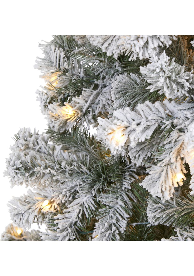 8 Foot Flocked West Virginia Fir Artificial Christmas Tree with 500 Clear LED Lights
