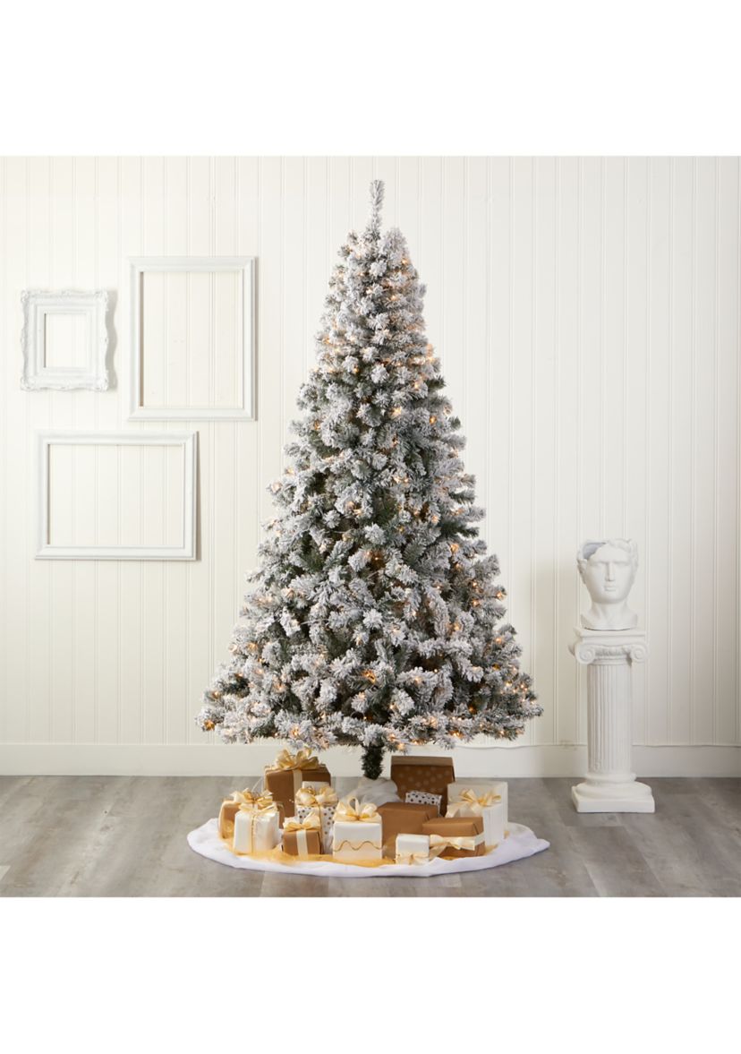 8 Foot Flocked West Virginia Fir Artificial Christmas Tree with 500 Clear LED Lights