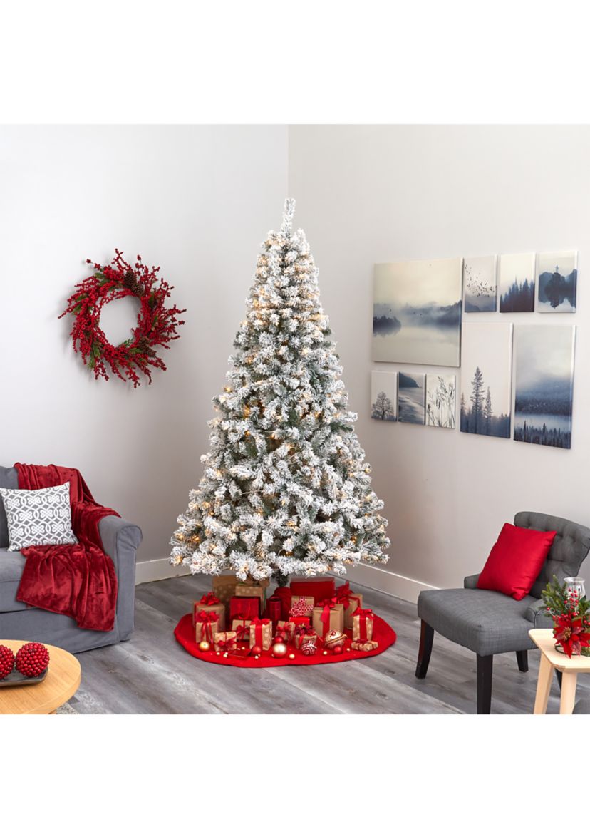 8 Foot Flocked West Virginia Fir Artificial Christmas Tree with 500 Clear LED Lights