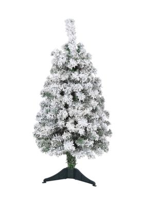 Nearly Natural 3-Foot Flocked Rock Springs Spruce Artificial Christmas Tree, Green, 3 Foot