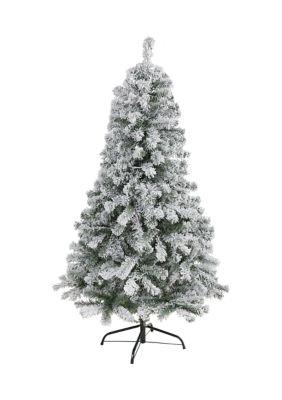 Nearly Natural 5 Foot Flocked Rock Springs Spruce Artificial Christmas Tree