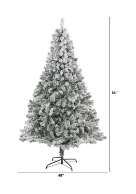 7 Foot Flocked Rock Springs Spruce Artificial Christmas Tree with 800 Bendable Branches