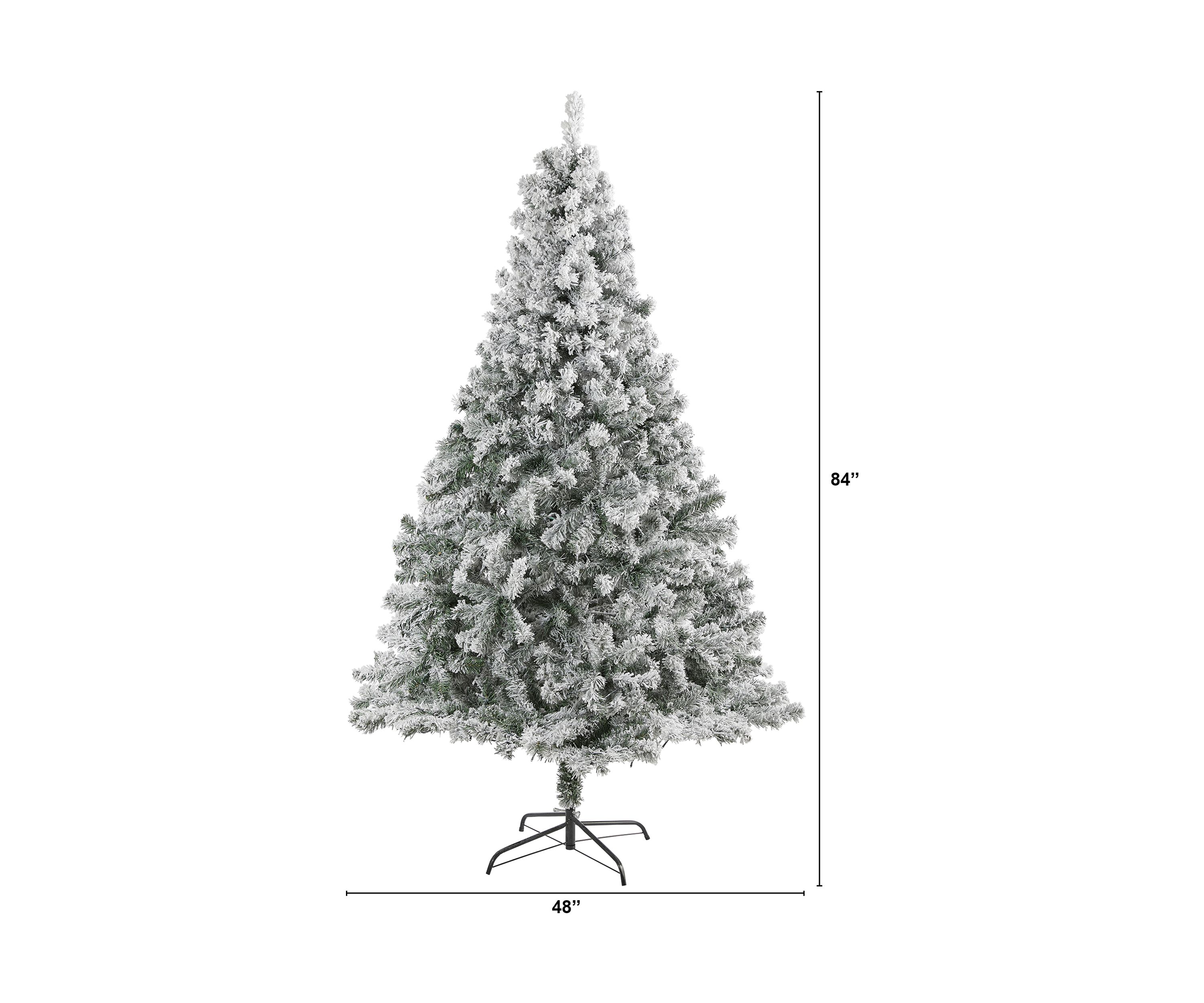 7 Foot Flocked Rock Springs Spruce Artificial Christmas Tree with 800 Bendable Branches