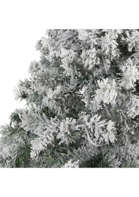 7 Foot Flocked Rock Springs Spruce Artificial Christmas Tree with 800 Bendable Branches