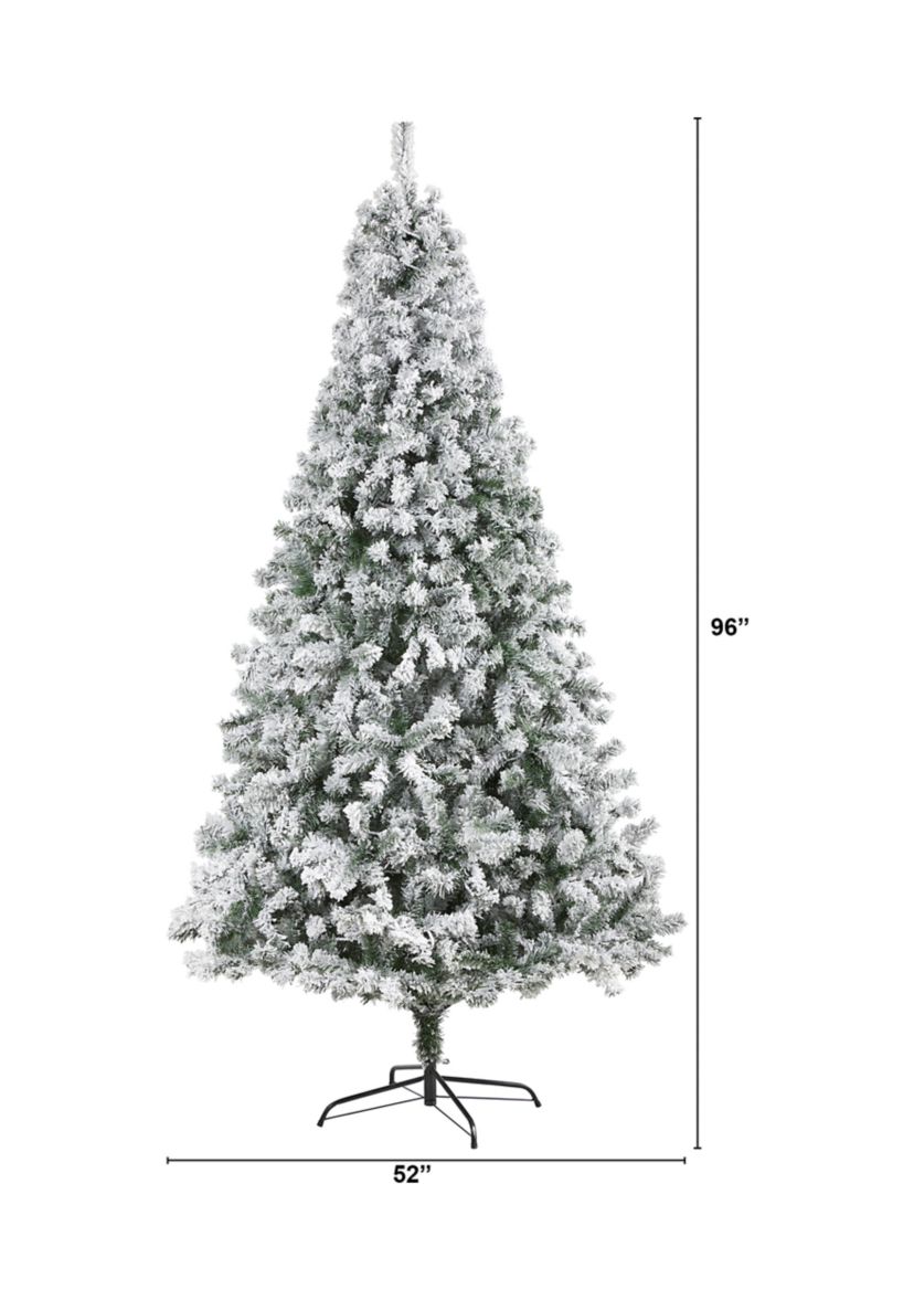 8 Foot Flocked Rock Springs Spruce Artificial Christmas Tree