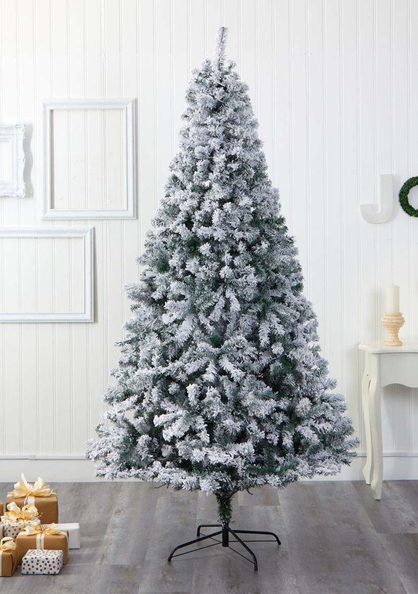 8 Foot Flocked Rock Springs Spruce Artificial Christmas Tree