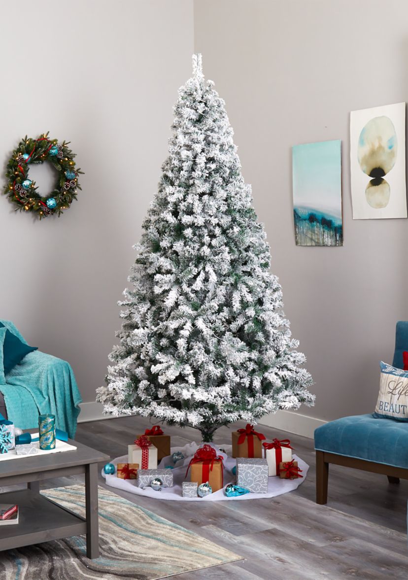 8 Foot Flocked Rock Springs Spruce Artificial Christmas Tree