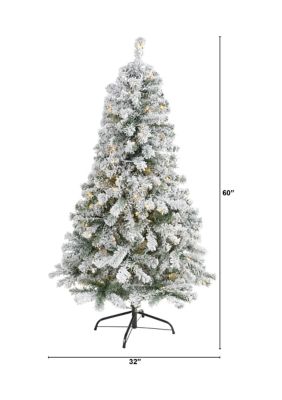 Foot Flocked Rock Springs Spruce Artificial Christmas Tree with Clear LED Lights