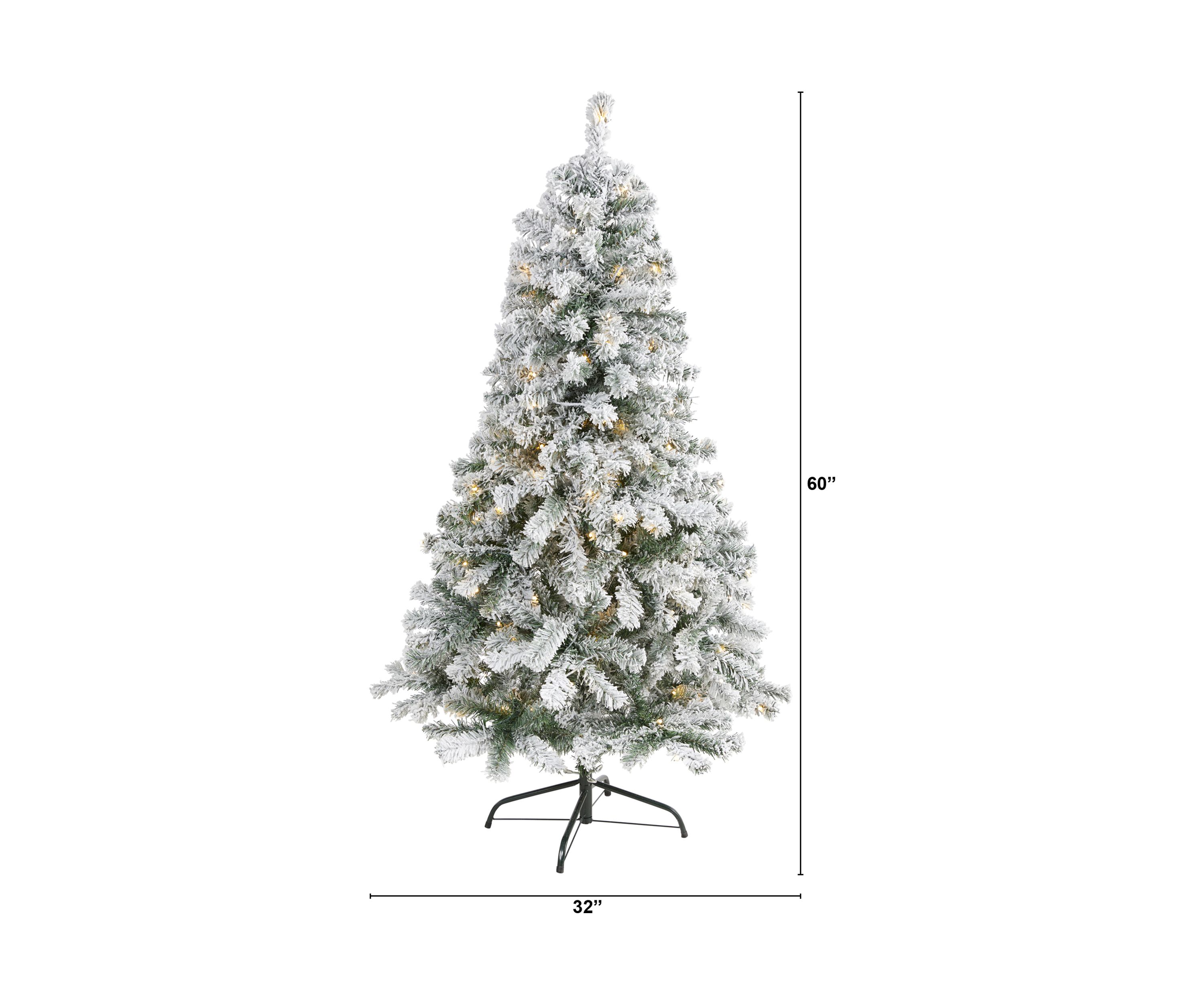 5 Foot Flocked Rock Springs Spruce Artificial Christmas Tree with 150 Clear LED Lights